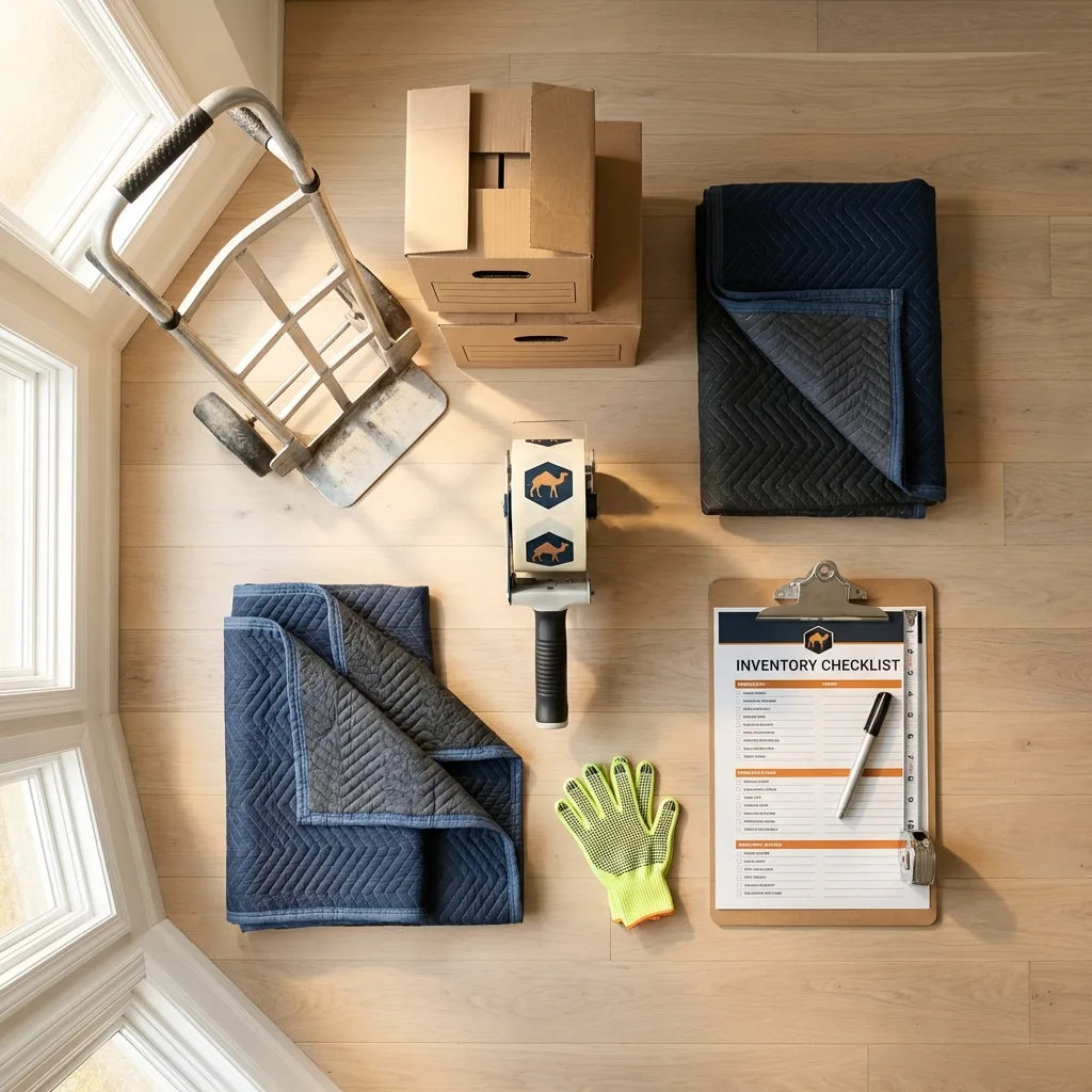 Professional moving supplies and packing materials layout for Depue residential relocations